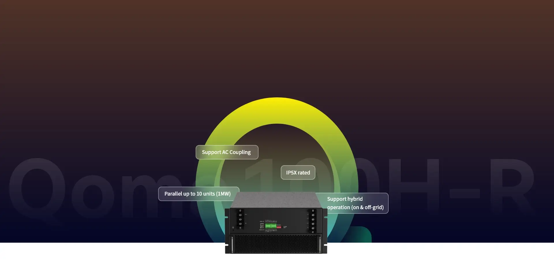 product features of the Qoma100H-R PCS for mini-grid & Industrial and commercial energy storage applications