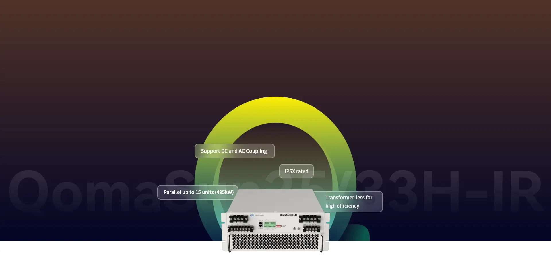 product features of the QomaSun hybrid inverter for mini-grid & Industrial and commercial energy storage applications